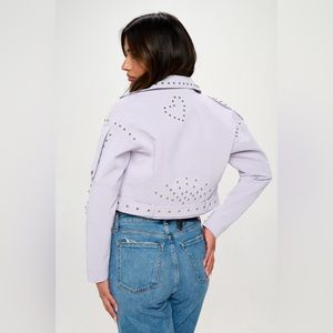 NWT Studded Cowboy Faux Leather Jacket in Lavender size Large